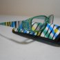 Animal Print & Rhinestone Reading Glasses & Pouch Spring Hinges Green +1.00 V6