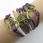 Europen Retro Anchor Heart Compass Handmade Infinity Bracelet