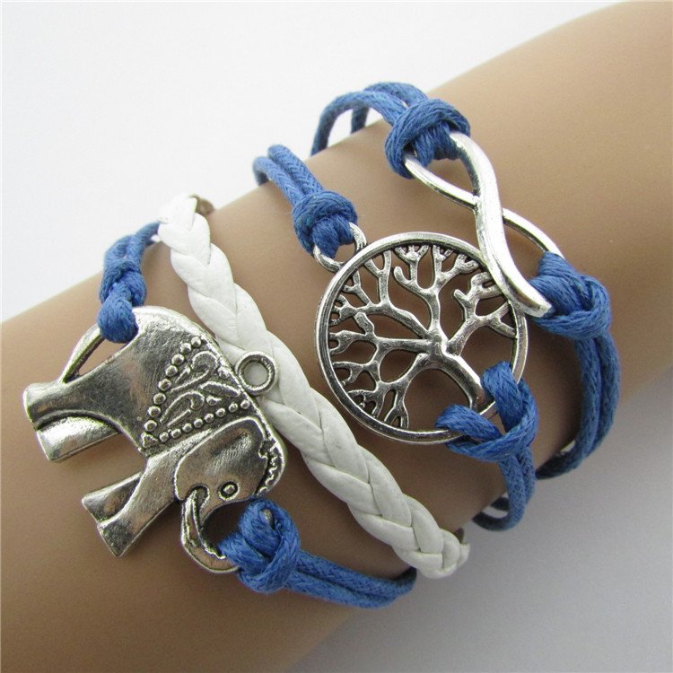 Europen Retro Elephant Handmade Infinity Bracelet