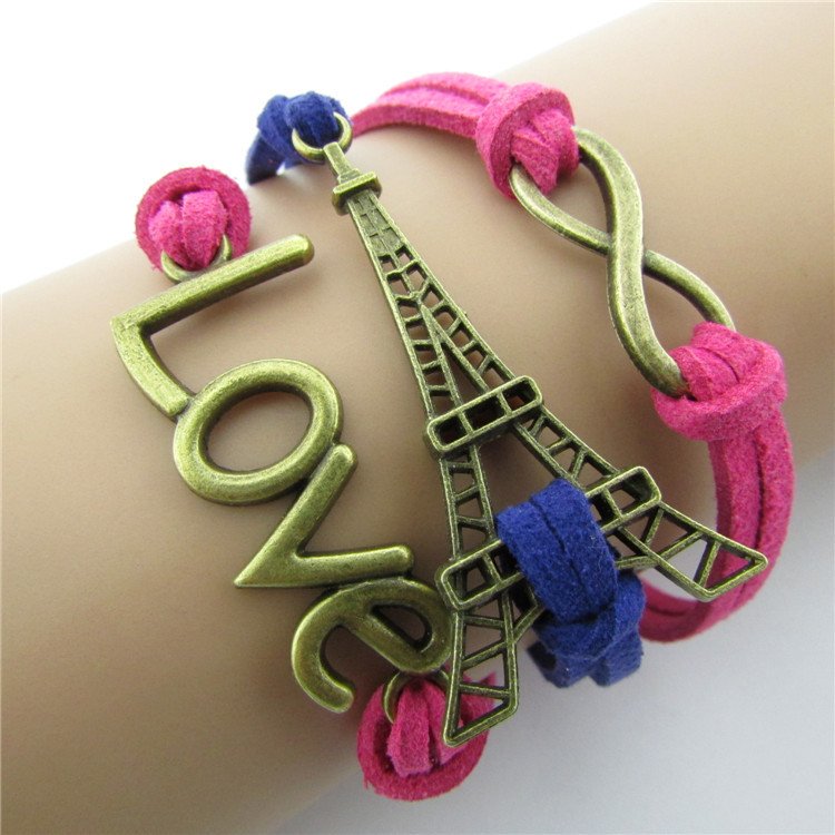 Europen Retro Love Eiffel Tower Handmade Infinity Bracelet