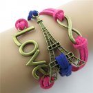 Europen Retro Love Eiffel Tower Handmade Infinity Bracelet