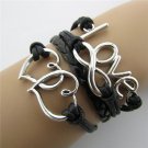 Europen Retro Love Heart Handmade Infinity Bracelet