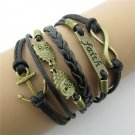 Europen Retro Owl Anchor Romantic Password Handmade Infinity Bracelet