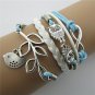 Europen Retro Owl Leaf Handmade Infinity Bracelet