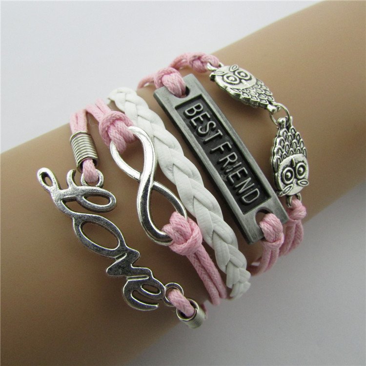 Europen Retro Owl Love Eight Handmade Christmas Infinity Bracelet