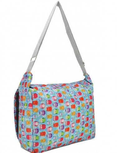 Blue Owl Print Lightweight Messenger Satchel Fashion Shoulder Bag College School