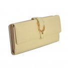 Vintage Style Beige Flap Over Clutch Purse With Metal Buckle Detail