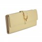 Vintage Style Beige Flap Over Clutch Purse With Metal Buckle Detail