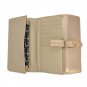 Vintage Style Metallic Gold Flap Over Clutch Purse With Metal Buckle Detail
