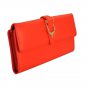 Vintage Style Red Flap Over Clutch Purse With Metal Buckle Detail
