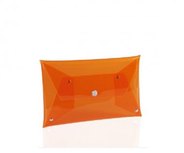 Bright Orange Perspex PVC See Through Purse Clutch Bag