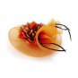 Large Orange and Black Floral Design Fascinator with Feathers Hair Accessory