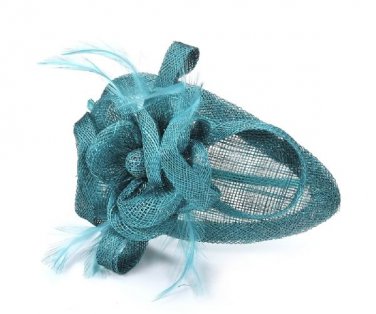 Teal Floral Design Fascinator on Alice Hair Band Hair Accessory