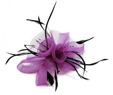 Hot Pink and Black Flower Fascinator with Feathers Hair Accessory