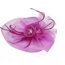 Extra Large Hot Pink Fushia Flower Fascinator with Feathers Hair Accessory