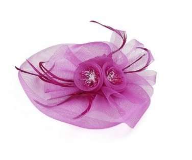 Extra Large Hot Pink Fushia Flower Fascinator with Feathers Hair Accessory