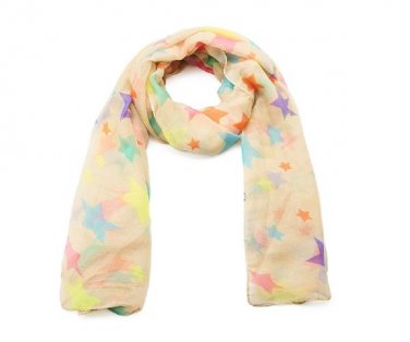 Bright Multicoloured Neon Star Printed Summer Fashion Scarf