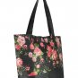 Black Vintage Style Rose Flower Print Shopper Handbag with Purse