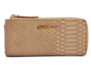 Pink Crocodile Print Zip Closure Clutch Purse Gold With Love Slogan