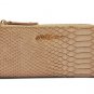 Pink Crocodile Print Zip Closure Clutch Purse Gold With Love Slogan