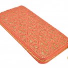 Orange and Gold Cut Out Zip Around Clutch Purse UK Stock