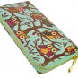 Designer Inspired Owl Print Zip Around Clutch Purse in Light Blue UK Stock