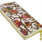 Designer Inspired Owl Print Zip Around Clutch Purse in White UK Stock
