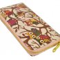Designer Inspired Owl Print Zip Around Clutch Purse in Light Beige UK Stock