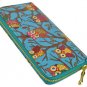 Designer Inspired Owl Print Zip Around Clutch Purse in Ocean Blue UK Stock