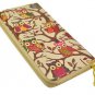 Designer Inspired Owl Print Zip Around Clutch Purse in Beige UK Stock