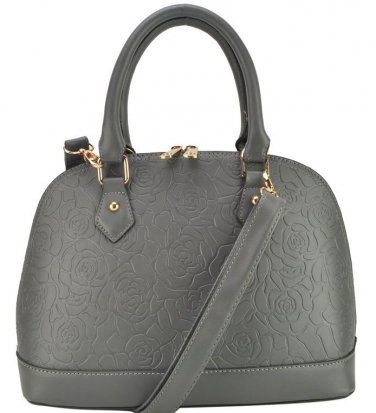 Large Grey Floral Flower Print Designer Inspired Ladies Handbag + FREE GIFT