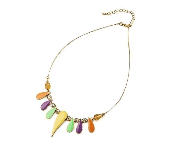 Spring Fashion Designer Inspired Pastel Coloured Enamel Droplet Necklace