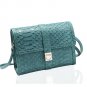 Green Snake Skin Print With Heart Push Lock Fashion Handbag + FREE GIFT