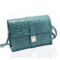 Green Snake Skin Print With Heart Push Lock Fashion Handbag + FREE GIFT