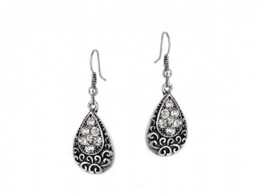 Vintage Style Pair Of Diamante Drop Hook Earrings
