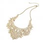 2014 Summer Fashion Metallic Gold Lace Effect Laser Cut Statement Necklace