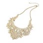 2014 Summer Fashion Metallic Gold Lace Effect Laser Cut Statement Necklace
