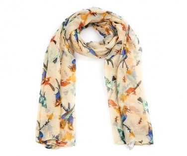 Multicoloured Bird Printed Summer Fashion Scarf