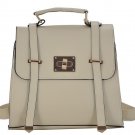 Designer Inspired Ladies White Fashion Satchel Backpack Bag with Clasp College