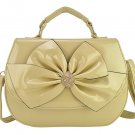 Designer Style Faux Leather Cream Large Bow Detail Bag Handbags Satchels Wedding