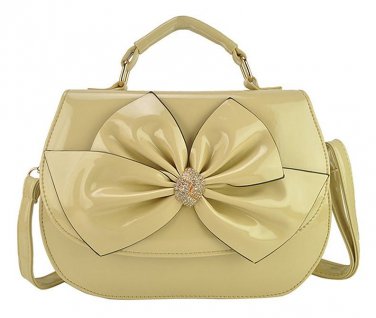 Designer Style Faux Leather Cream Large Bow Detail Bag Handbags Satchels Wedding