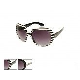 Ladies Black and White Monochrome Large Plastic Frame Fashion Sunglasses UV 400