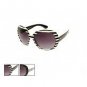 Ladies Black and White Monochrome Large Plastic Frame Fashion Sunglasses UV 400