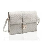 Designer Inspired Snake Skin Print Handbag in Grey With Heart Clasp + FREE GIFT