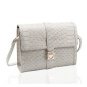 Designer Inspired Snake Skin Print Handbag in Grey With Heart Clasp + FREE GIFT