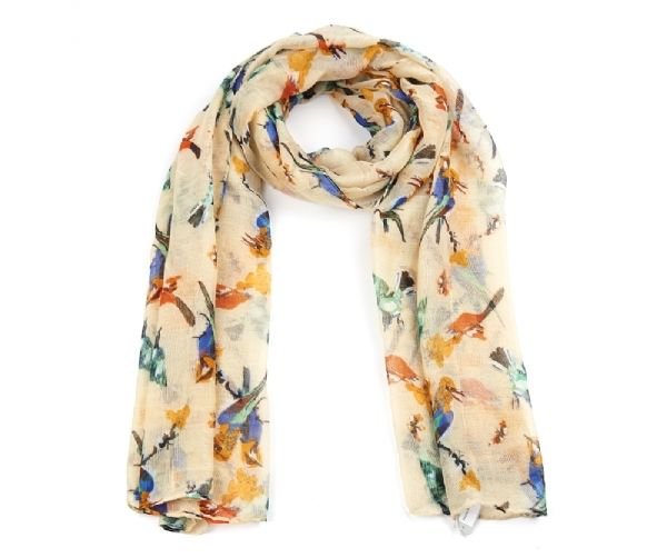 Bird Print Fashion Scarf Multi Coloured UK Stock