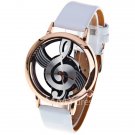 Quartz Watch with Dots Indicate and Leather Watch Band for Women - White
