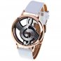 Quartz Watch with Dots Indicate and Leather Watch Band for Women - White