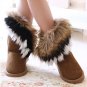 Artificial Fox Rabbit Fur Winter Snow Ankle Boots Women Tassel Shoes