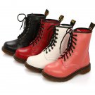 Ladies Leather Lace Up Round Toe Ankle Martin Boots